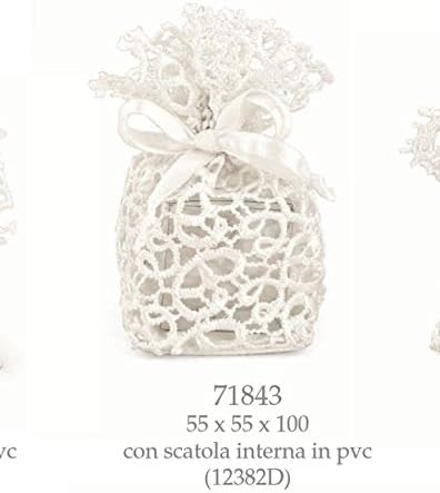 Oggettistica per bomboniere Bag Portaconfetti in macramï ¿½ with Box PVC 10 x 5.5 x 5.5 cm