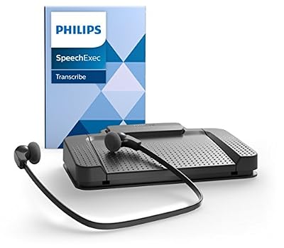 Philips LFH7177 Kit de lecture pour dictaphone numérique Systèmes de Philips, avec pédale acc2330, USB stéréo casque sous le menton lfh0334, logiciel de lecture SpeechExec 10, anthracite