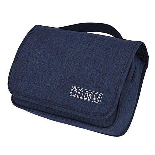 Preisvergleich Produktbild Reise-Kosmetiktasche, Kosmetik-Organizer, wasserdicht, faltbar, Make-up-Aufbewahrungstasche mit Haken zum Aufhängen, kompaktes Badezimmer für Männer und Frauen, Dunkelblau