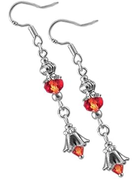 Katharina Fairytale Damen Mädchen Ohrringe der Feuerelfe Perle Ohrhaken aus 925er Sterling Silber