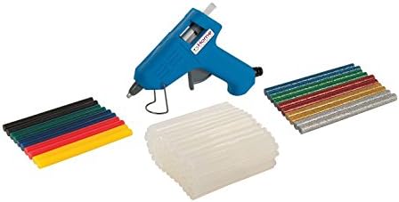 HomeOutdoor® Hot Mini Glue Gun, Ultimate Craft / Hobby Kit with 50 x Clear, 10 x Glitter, 10 x Colour Melt Glue Sticks - 15W Glue Gun Heats up Quickly for DIY Arts, Hobby, Craft, Metal, Wood, Glass, Card, Fabric, Plastic, Ceramics (Blue)