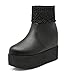 Produktbild SHOWHOW Damen Spitze Plateau Unsichtbar Erhöhung Kurzschaft Stiefel Schwarz 37 EU