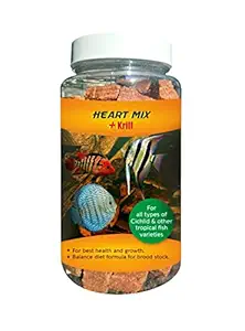 V aquaria Heart Mix + Krill Freeze Dry 50gms - Aquarium Fish Food for Discus, Flowerhorn, Cichlids & Other Tropical Fish. (Dry)