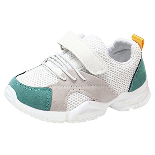 Preisvergleich Produktbild Turnschuhe Kinder,Sannysis Kleinkind Baby Jungen Mädchen Casual Farbabstimmung Turnschuhe Mesh Laufschuhe Sportschuhe Luminous Outdoor Wildledersohle Laufschuhe mit Klettverschluss 21-30 (21, Weiß)