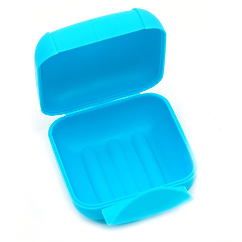Reise Kunststoff Seife Kasten Schale Halter Container Aufbewahrungsbox mit Sperre Klein Blau - 4