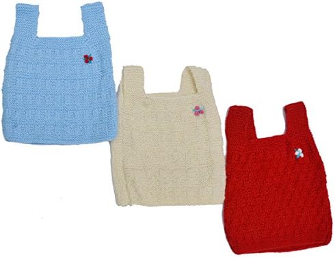 Guru Kripa Baby Products Newborn Baby Boys and Girls Woolen Knitted Square Neck Half Sweater Warm Woolen Inner Vest Warmer Pack of 3