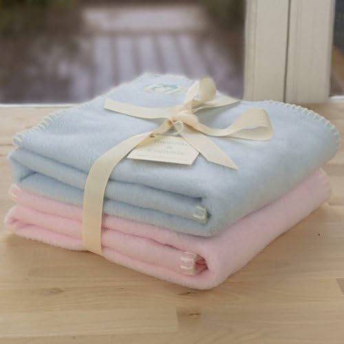 Tuppence and Crumble soft fleece new born baby blankets gift set Pale Blue and Pale Pink