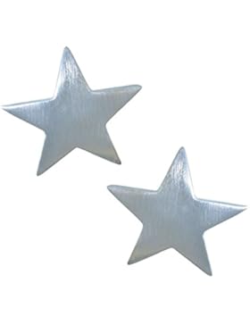 Janusch Ohrstecker Stern 925 Sterling Silber matt, Serie Mond und Sterne, 20mm