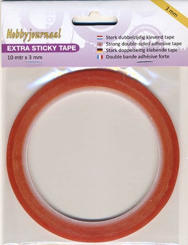 Hobbyjournaal (JEJE) Doppelseitiges Klebeband extra stark, 3 mm breit, 10m-Rolle, "Extra Sticky Tape"