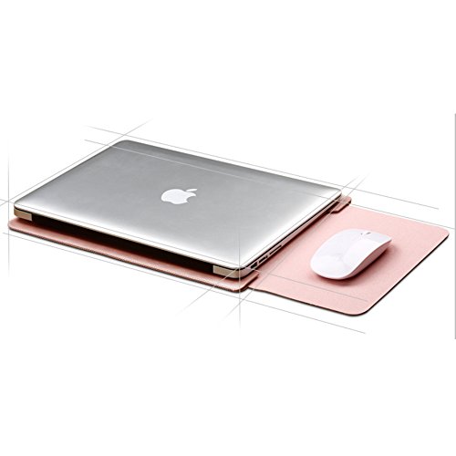 Mikrofaser Leder Sleeve für Apple Macbook 12 Zoll- Skitic Ultra Slim MacBook Carrying Tasche Ultrabook Laptop Schutztasche mit Safe Innen und Außen Mauspad (Maus Nicht im Lieferumfang Enthalten) – Rose Gold - 3