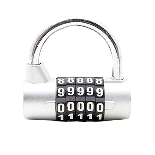 Preisvergleich Produktbild Behavetw 5-stelliges Zahlen-Vorhängeschloss, U-förmige Kombination, zurücksetzbare Sicherheitsschlösser für Schule, Reisegepäck, Koffer, Werkzeugkoffer, Fitnessstudio und Sport-Schließfach, silber, Free Size