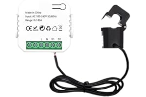 GETDOUBLERICH para Tuya para Smart Life - Medidor de energía WiFi de 80 A con Abrazadera CT, para Tuya Graffiti Smart Meter WiFi Corriente cargada CT,Monitor de Consumo eléctrico en kilovatios-Hora(A)