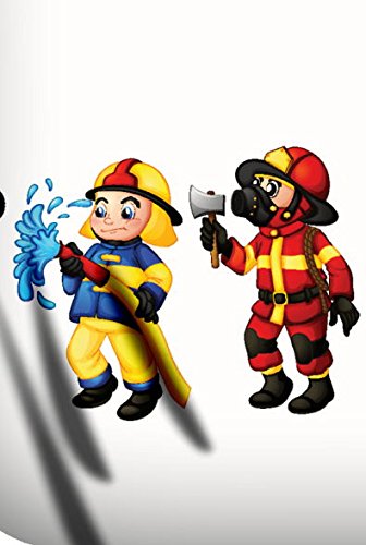 Aminata-Kids süße Kinderbettwäsche Bettwäsche Kinder 100×135 cm Baumwolle Feuerwehrauto Feuerwehrmann Feuerwehr Baumwolle Babybettwäsche-Feuerwehrmann Wendebettwäsche hellblau Feuerwehrmänner - 4