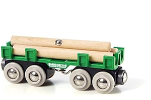 BRIO World – Vagone Portatronchi, Trenino in Legno, Vagone Trasporta Tronchi per Treno in Legno - Adatto a bambini di età superiore a 3 anni