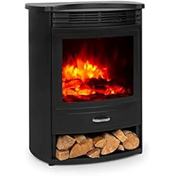 KLARSTEIN Bormio S - Cheminée électrique, Simulation de Flammes LED réalistes, 950 ou 1900 Watts au Choix, Thermostat réglable, Minuterie hebdomadaire, Télécommande, Elégante, Noir