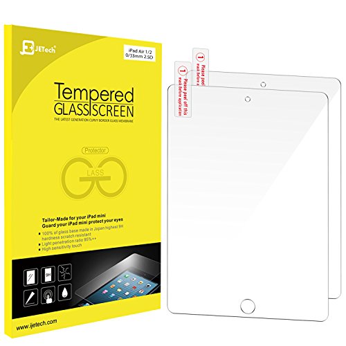 JETech 2-Pack iPad Air 1 / 2, iPad Pro 9.7 Gehärtetem Glas Panzersglas Premium Folien Schutzfolie Displayschutz Screen Protector - 0338A