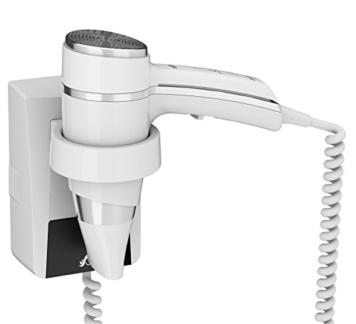 JVD - Sèche-Cheveux Blanc 1600 W + Support Mural ON/OFF