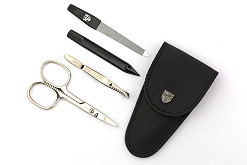 Drei Schwerter | Exklusives 4-teiliges Maniküre - Pediküre - Nagelpflege-Set / Etui | Qualität - Made in Solingen | ECHT LEDER (810106)