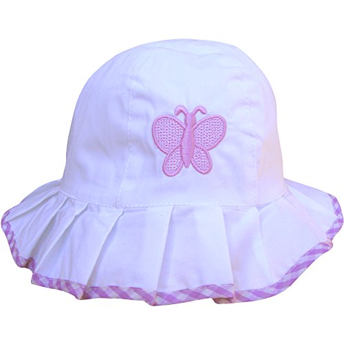 Baby Girl's Frilly Butterfly Design Summer Sun Beach Hat (2-4 Years (52cm), White & Lilac Butterfly)