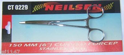 FUM Tools 6" 150mm Stainless Forceps Curved Fishing Quilting Sea Carp Pike Tackle