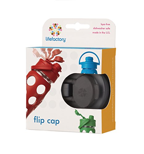 Lifefactory 250005-EU Flaschenaufsatz Flip Top Cap für Glasflaschen, 350 / 475 / 650 ml, kohlenstoff - 3