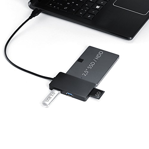 CSL – USB 3.0 zu SATA Adapter + Hub USB 3.0 + Cardreader | Multifunktionsadapter / Konverter UASP für 2.5 / 3.5 Zoll SATA HDD / SSD Laufwerke | SATA 3.0 / 6GB/s | integrierter TF / microSD / SD-Cardreader - 5