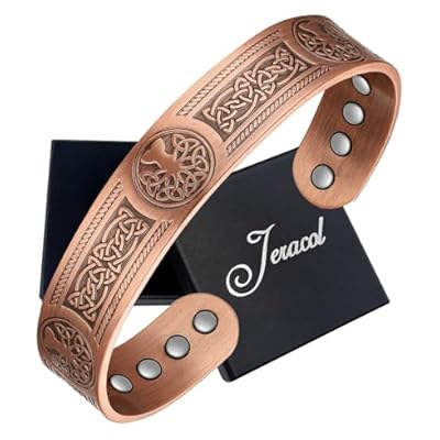 Jeracol Copper Bracelets For Men Women,tree Of Life And Celtic Knot Design Copper Magnetic Bracelets Cuff Bangle With 12pcs Powerful Magnets(each 3800 Gauss), Brazaletes Jewelry With Gift Box