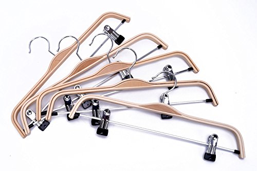 J.S.Kleiderhaken, Hosen-Aufhänger Hosenspanner Kleiderbügel Klemmbügel Hosenhalter Hosenbügel aus Holz mit Anti-Rost-Haken und verstellbaren Klemmen, Naturoptik – 5 stück - 6