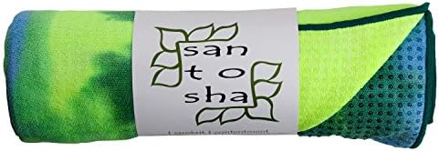 Santosha Premium Yoga Towel – Non Slip Grippy Silicone Dots, Ultra Absorbent Microfibre, Tie Dye, Lightweight, Easy Wash, Quick Dry. Perfect for all Yoga Styles. Hand dyed – each one unique. (Jungle)