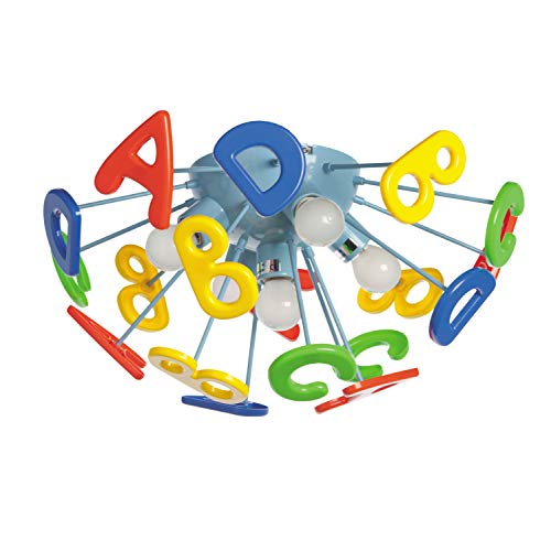 MW-Light 365013705 Lámpara de Techo en Plástico Ecológico Multicolores Con Letras decorativas Para Niños 5 Bulbos Excluidos