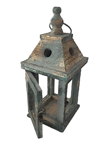 Laterne Holz Holzlaterne Windlicht 12,5x12,5x27 cm • Teelichthalter Gartendekoration Gartendeko