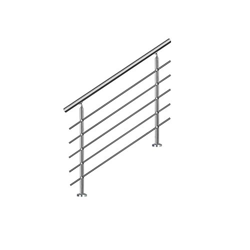 HENGMEI 150cm Rampe d'escalier Main courante murale Garde-corps en acier inoxydable Baguettes terrasse Kit Escaliers pour les escaliers et marches, 5 poteaux