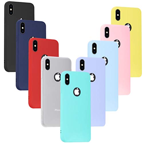 Xiao XiMi - Funda Ultrafina para iPhone XS MAX (9 Colores, Silicona, translúcida, Verde y Morado, Azul Claro, Rosa y Amarillo)