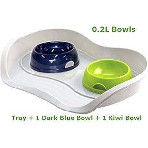 Cat Dog 1Kiwi + 1dunkelblau 0,2l + Schacht 3Farben Lebensmittel Wasser Schüssel Füttern Kätzchen Bone Pet Animal