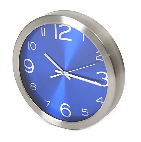 Platinet Midnight Wanduhr – 25 cm – blau/silber