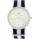 Daniel Wellington Herren Weiß Quarz Zifferblatt blau & weiß Nylon Armbanduhr 0204DW