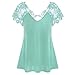 Produktbild TUDUZ Oversize Oberteil Damen V-Ausschnitt Spitze Kurzarm Trim Cutwork Loose Fit T-Shirt Tops