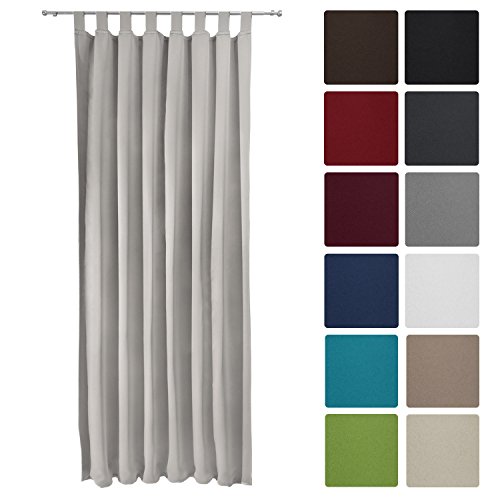 Preisvergleich Produktbild Beautissu® Blackout-Vorhang Amelie mit Schlaufen - 140x245 cm Grau - Verdunklungsgardine Schlaufenschal Blickdicht
