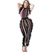 Produktbild Damen Jumpsuits Rosennie Frauen Sleeveless gekräuselten bunten gestreiften Club Party Casual Overall Ladies Einzigartig Plissee ärmellose Sommerkleid Elegant Mode Wide Leg Hosen Outfit (XL, Rot)