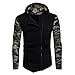 Produktbild Herren Mantel,Honestyi Herren Winter Camouflage Zipper Kapuzenpullover Kapuzenpulli Jacke Bekleidung Mantel (XL, Schwarz)
