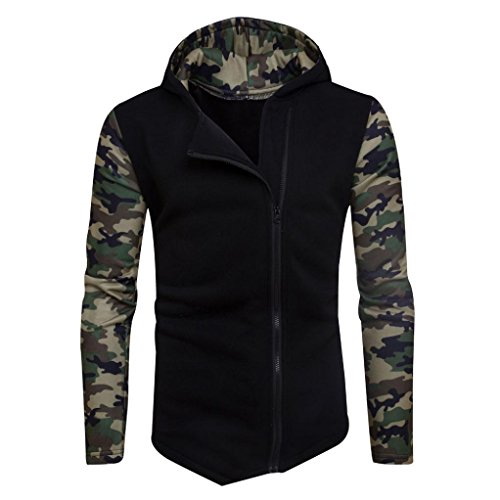 Preisvergleich Produktbild Herren Mantel,Honestyi Herren Winter Camouflage Zipper Kapuzenpullover Kapuzenpulli Jacke Bekleidung Mantel (XL, Schwarz)