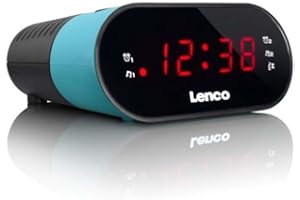 Lenco CR-07 Bleu - Radio-réveil FM - Radio-réveil - 2 alarmes - Double alarme - Mise en veille - Snooze - Écran LED - Tuner FM PLL - Bleu