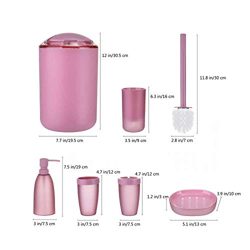ASSR-Lot-de-6-Accessoires-de-Salle-de-Bain-en-Plastique-y-Compris-des-Bouteilles-de-Lotion-Porte-Brosse--Dents-Tasse--Dents-Porte-Savon-Brosse-de-Toilette-Poubelle