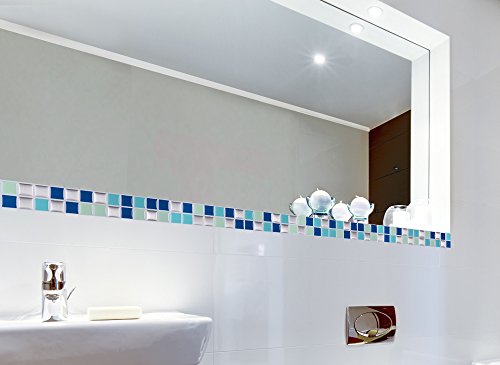 Grandora 7er Set Mosaik 3D Fliesenaufkleber W5189 selbstklebend 25,3 x 3,7 cm Küche Bad Wandaufkleber Fliesendekor Folie - 2
