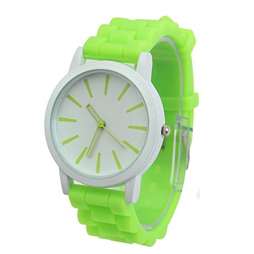 GSPStyle Damen Armbanduhr Silikon Quarz Uhren Analog Kinderuhren Damenuhr Farbe Neon Grn