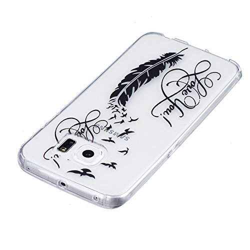 Cozy Hut Samsung S6 Edge Hülle Case, Schlank Handy-Gehäuse Hülle Spiegel TPU Case Schutzhülle Silikon Case Tasche Für Galaxy S6 Edge TPU Schutzhülle Samsung Galaxy S6 Edge (5,1 Zoll) Hülle Case Cover Ultra-Transparente Flexible TPU Hülle mit Anti-Rutsch & Kratzfest – 8 Zeichen Feder - 3