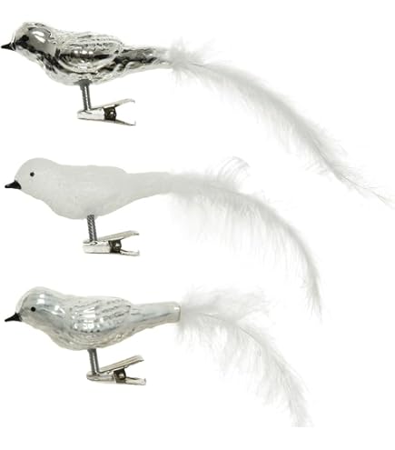 Décorations De Noël Oiseaux Avec Paillettes - Lot De 4 Oiseaux En Plastique Avec Clip Pour Sapin, Couronne