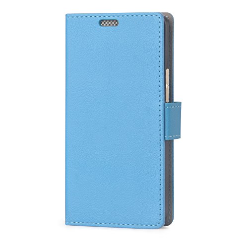 OnePlus X Hülle , Aomo OnePlus X Leder Hülle Schutzhülle Handyhülle Taschen Schalen Handy Tasche Tasche Kartensteckplätze Flip Wallet Stil case Lederhülle für OnePlus X-Blau - 2