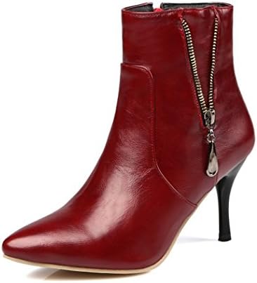 ZQ@QXTip of the week for fine with high-heel shoes stylish and versatile, large numbers of boots short boots, wine red,45