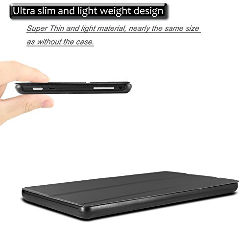 Hülle für Fire HD 8 (8-Zoll-Tablet, 7. Generation – 2017), Infiland Ultra Dünn Tri-Fold Smart-Muschel PU Leder Ultra Schlank Superleicht Ständer Smart Shell Cover Schutzhülle Etui Tasche für Fire HD 8 (8-Zoll-Tablet, 7. Generation – 2017)(mit Auto Schlaf / Wach Funktion)(Schwarz) - 5